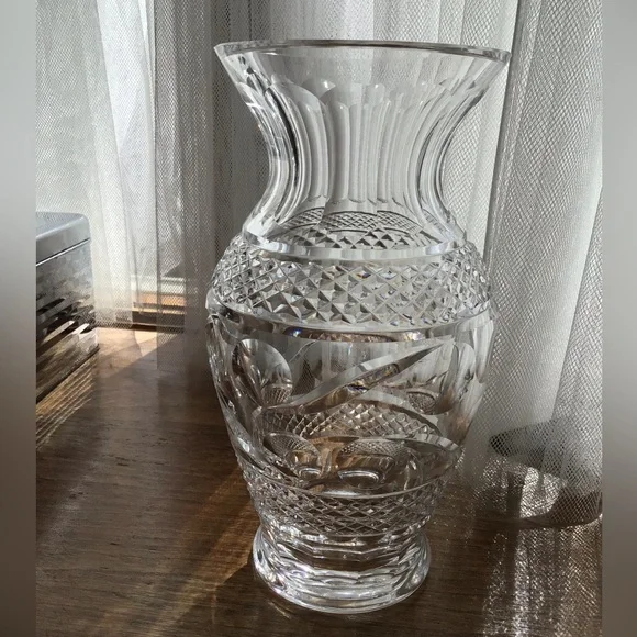 VINTAGE WATERFORD CRYSTAL VASE LARGE HOURGLASS PRE 1990 GREAT GIFT!